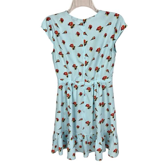 J Crew Mercantile Blue Floral Cap Sleeve Fit & Flare Faux Wrap Dress Women’s 0 - Picture 2 of 8